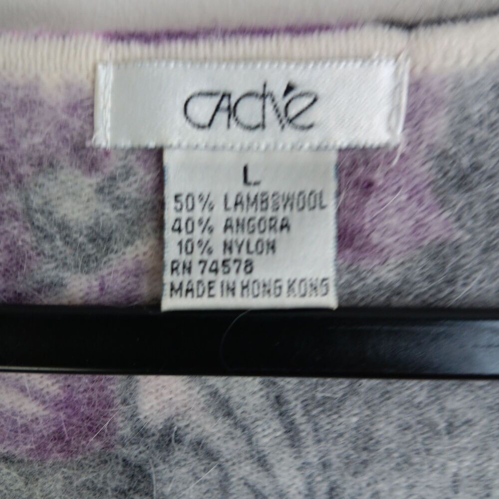 Cache Sweater Women Large Lambswool Angora Floral Gray Soft Classy Sophisticated - Picture 5 of 6